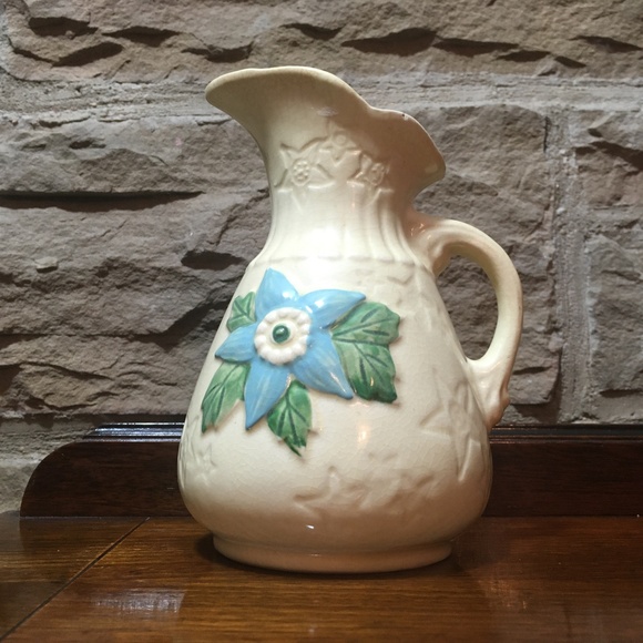 Lovely Hull Water Pitcher Vase Vintage Blue Star Flower, Ewer/Pitcher/ Vase USA - Picture 6 of 11